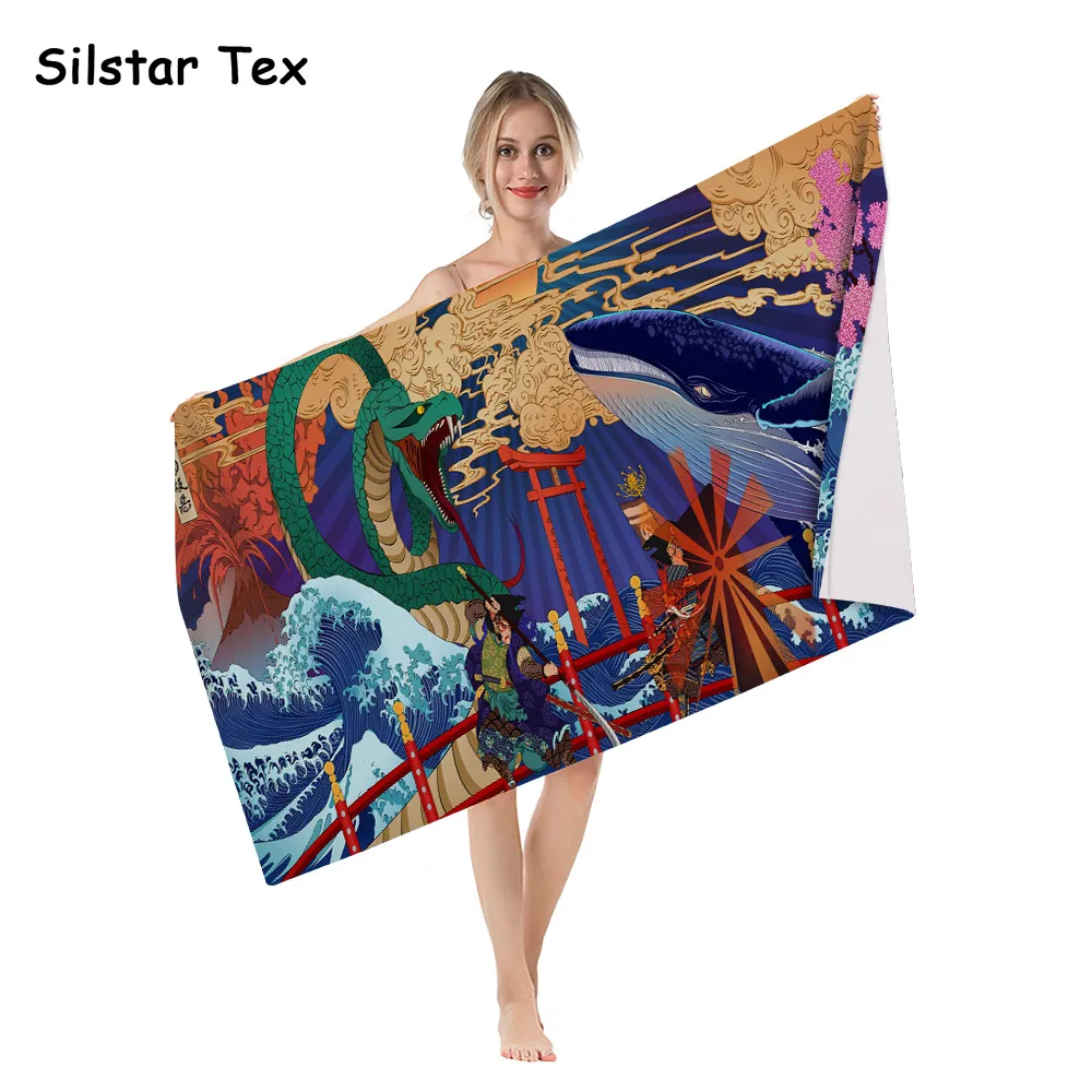 Silstar Tex Art Style Landscape Bath Towel Painting Ancient Architecture For Girls Boy Colorful Mat Travel |