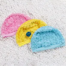 Детская шапочка для плавания для девочек, милая креативная Водонепроницаемая Защитная мягкая дышащая шапка с объемным цветком для волос, легкие аксессуары для плавания