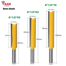 VACK 1/4 8mm Shank Long Cleaning Bottom Router Bit Both Edge Wood Cutter CNC Woodworking Clean Bits Set 50/76mm