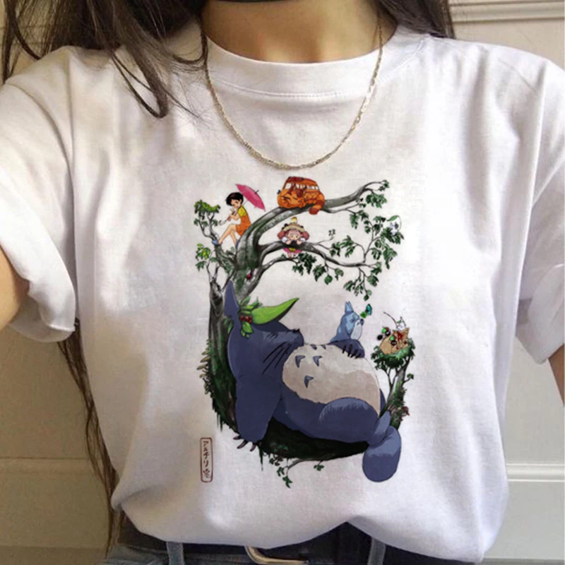 Totoro Studio Ghibli Harajuku футболка женская Miyazaki Hayao Ullzang Kwaii футболка с рисунком 90s футболка "Аниме" модная футболка женская