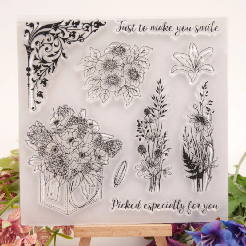 

1pc Beautiful Bouquet Transparent Clear Silicone Stamp Seal Cutting DIY Scrapbook Rubber Stamping Coloring Diary Decor Reusable