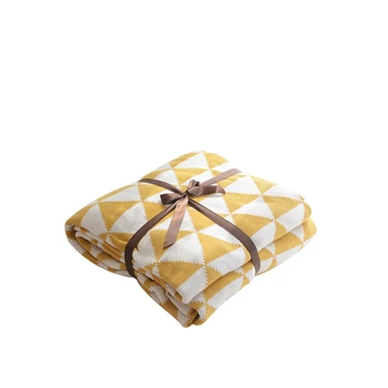 

TOP!-Knitted Blanket Double Triangle Cotton Wool Blanket Office Lunch Cover Blanket Air Conditioner Blanket Photo Prop Air Condi
