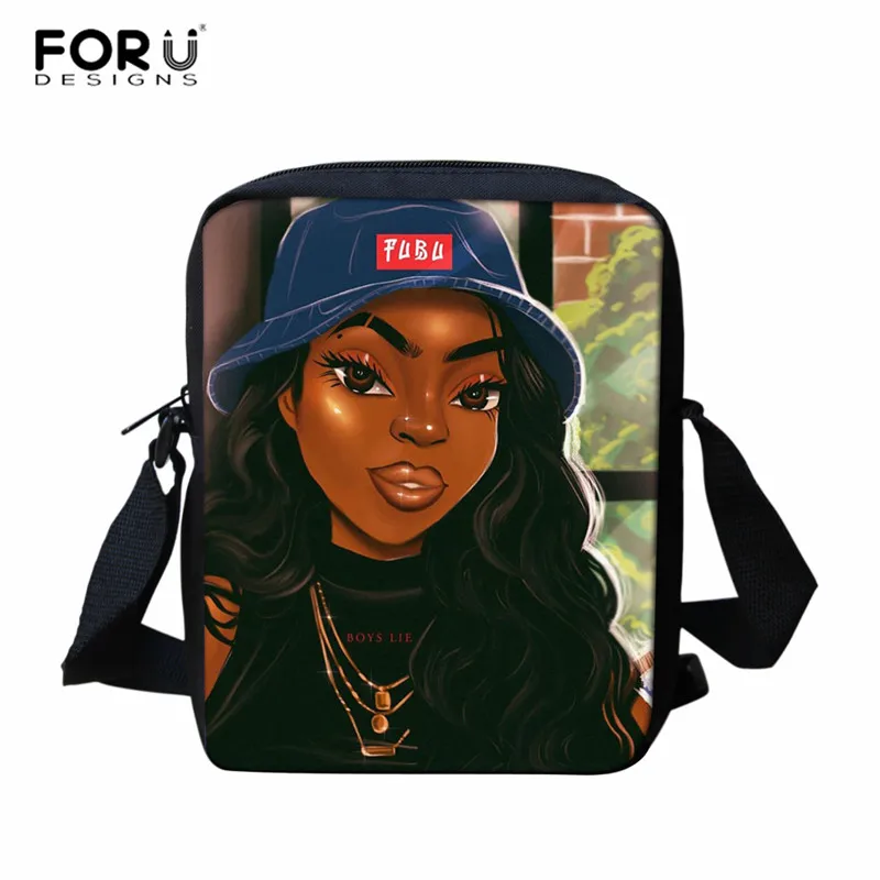 FORUDESIGNS Cross сумка для девочек африканская темнокожая девушка печать детская сумка-почтальон мини афро леди женская маленькая через плечо сумки Bolso - Цвет: Z5102E
