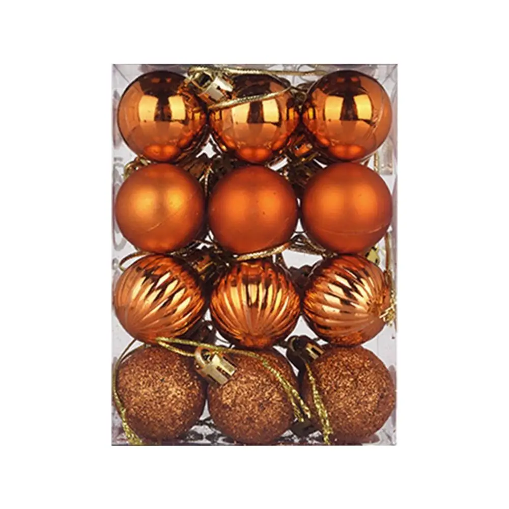 24pcs/lot 30mm Christmas Tree Decor Ball Bauble Hanging Xmas Party Ornament Decorations for Home Christmas Party Supplies&xs - Цвет: Orange