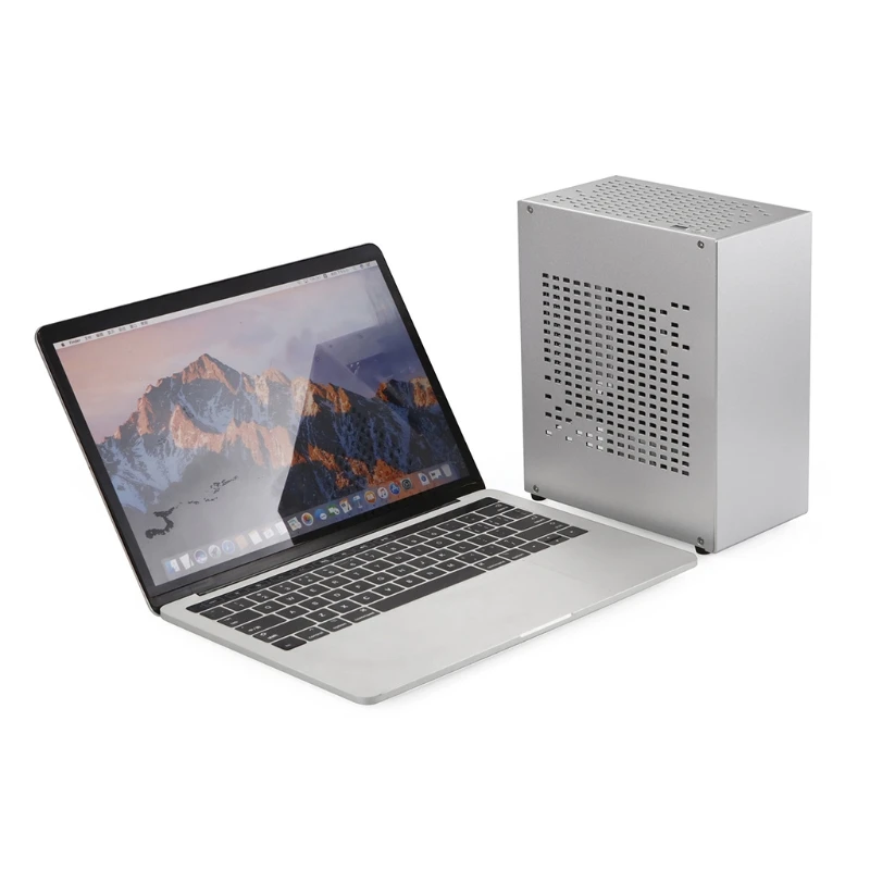 Mini-ITX Aluminum Desktop Chassis with PCIe 3.0 Riser Cable Home Theater Personal Computer HTPC Case USB3.0 Enclosure
