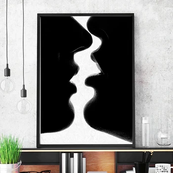 

Kissing Black And White Sexy Woman Love Hands Hug Canvas Painting Wall Art Pictures For Living Room Modern Decoration Unframed