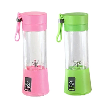 

2 Pcs 380Ml Mini USB Rechargeable Portable Electric Fruit Juicer Smoothie Maker Blender Machine Sports Bottle 4 Sharp Blades Fru