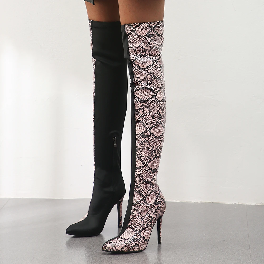 

LAPOLAKA Fashion 2020 Hot Sale Pointed Toe Over The Knee Boots Woman Shoes Zip Up Super High Heels Shoes Women Boots