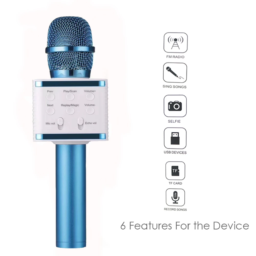 V7 профессиональный Bluetooth беспроводной микрофон караоке динамик микрофона ручной музыкальный плеер микрофон для вокала, с рекордером KTV MIC