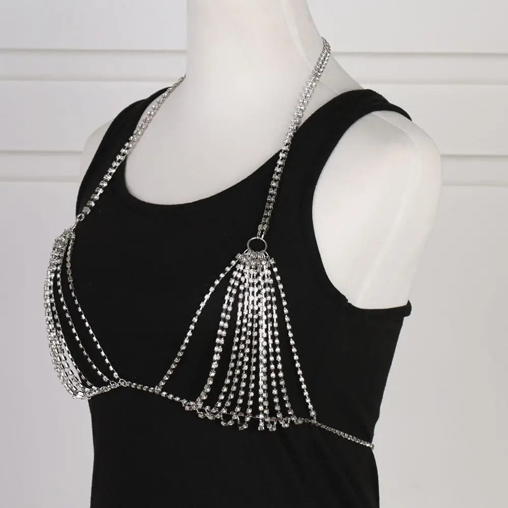 Rhinestone Bra Chain Beach Jewelry Body Shiny Crystal Bra Chest Beach Bralette Harness Bikini Body Chain Sexy erotic lingerie women bikini set women strapless bras