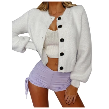 

Jacket Women's Solid Artificial Wool Collar Long Sleeved Zipper Jacket джинсовка женская 2020 New Chaqueta de mujer