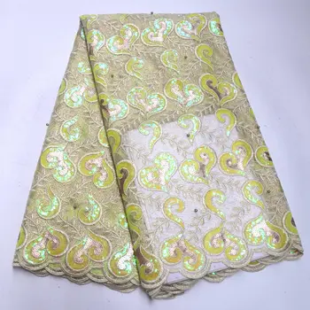 

FolaSade Wonderful Heart Sequins Embroidery French Lace Fabric High Quality African Organza Lace Fabric For Evening Dress Wo328