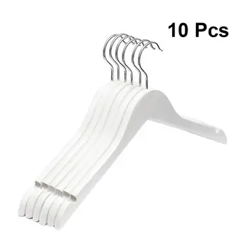 

10pcs White Coat Hanger Solid Wood Hangers Sweater Hangers Extra Wide Shoulder Wooden Hangers for Heavy Coat Skirt
