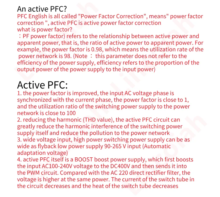 Description Picture 5 of itemPFC Switching Power Supply 0-24V 30V 36V 45V 48V 60V 72V 110V 150V Adjustable Voltage 110V/220V Ac/Dc Smps For LED Strips Motor