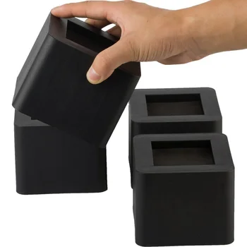 

4pcs Portable Hotel Solid Black Square Increase Height Protective Furniture Feet Cabinet Non Slip Home Anti Scratch Sofa Bed DIY