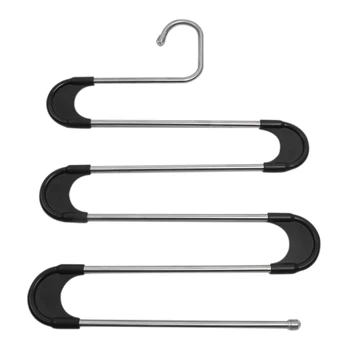 

Multifunction Pants Closet Holder Rack S-type Foldable Wardrobe Trousers Hanging Organizer TUE88
