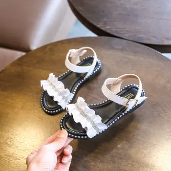 

Fashion Summer Leather Bowtie Childrens Big Kids Soft Bottom Open Toe Sandals 2020 New Princess Girls Beach Shoes 3 - 13 Years