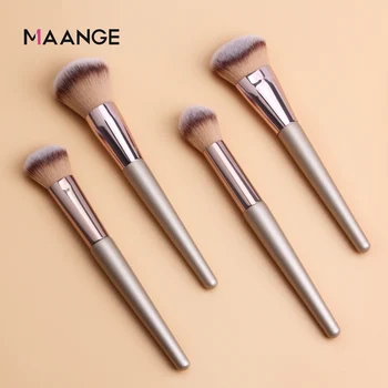 

4 Pcs Champagne Makeup Brushes Set for Foundation Powder Brushes soft Synthetic Hair Face Pro Makeup Brushes Cosmetics Tools