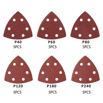 

30Pc Sanding Discs Sheet Triangle Sander Pads Sandpaper Grinder Hook And Loop