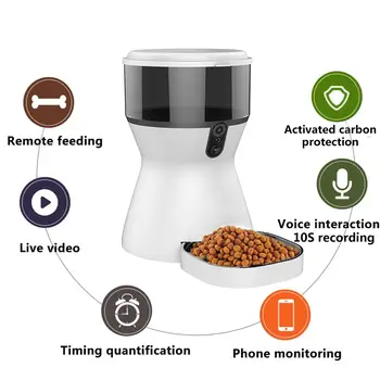 

Automatic Pet Feeder Wifi Remote Control Cat Dog Food Dispenser 4L Smart Feeder Video Voice Recorder Timer Cat Dog Food Feeding