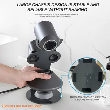 

Anti Drop Storage Bracket Professional Hair Dryer Holder Punch Free Bathroom Organizer Zinc Plated Steel Desktop Stand For Dyson