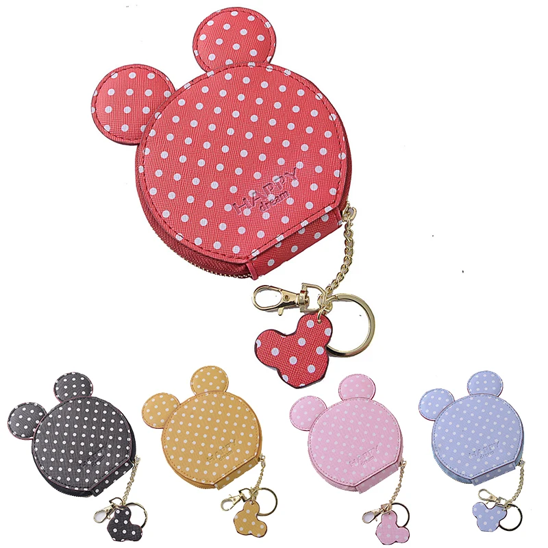 

Mickey Dot Coin Bag Kids Cartoon Purse Girls Purse Mini Wallet Strape Zipper PU Key Storage Bags