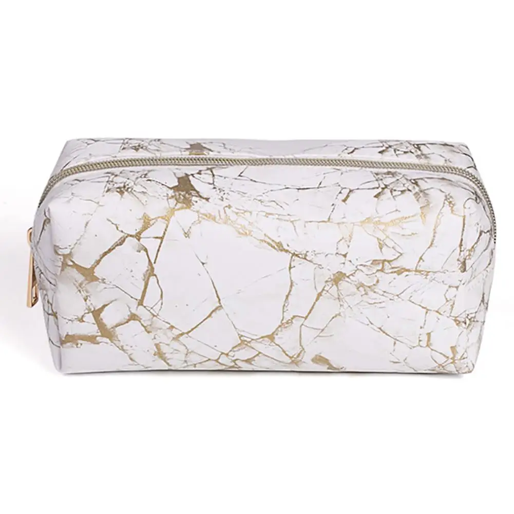 

Multifunction Golden Marbled Cosmetic Bag Women PU Makeup Bags Toiletries Organizer Waterproof Female Storage Make Up Cases
