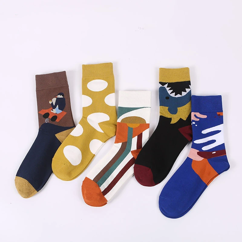 5 пар/лот, носки с героями мультфильмов, женские повседневные хлопковые милые короткие носки в более стильном стиле, забавные Повседневные носки в стиле ретро в стиле Харадзюку, женские разноцветные носки - Цвет: 5Pairs Lot 9