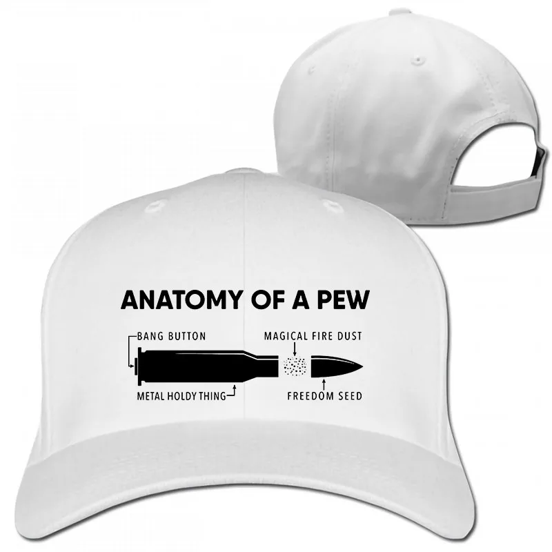 anatomy of a pew bullet funny gift Baseball cap men women Trucker Hats fashion adjustable cap - Цвет: 1-White