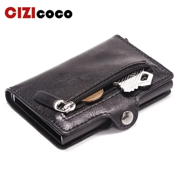 

Cizicoco RFID Credit Card Holder Thin ID Card Holder Unisex Automatically Solid Metal Anti-theft Bank Card Wallet Business Mini