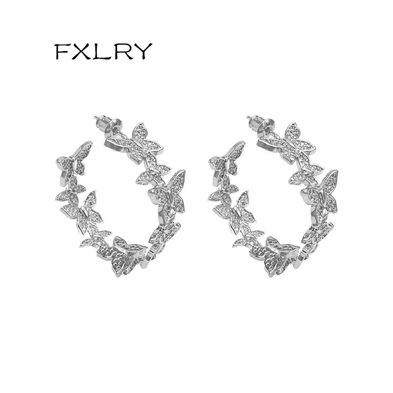 

Серьги-кольца женские FXLRY, с фианитами