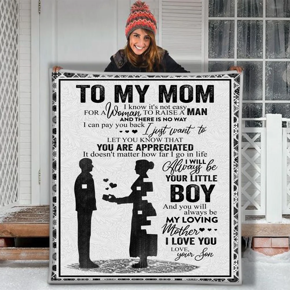 Флисовый 3D чехол с надписью LOVE YOUR SON для моей мамы|Одеяла| |