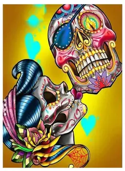

Halloween Embroidery Mosaic Craft Sugar Skull Diamond Painting Kit Crystal Picture Wall Paper Rhinestone Drawing Christmas Gift