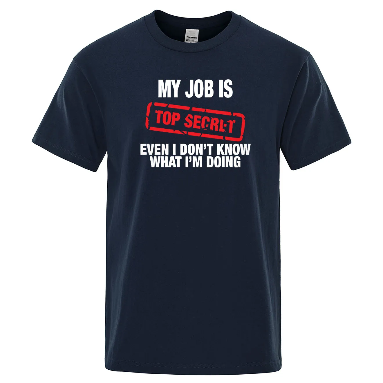 Футболка мужская с забавной надписью MY jobs IS TOP SECRET хлопковая тенниска короткими