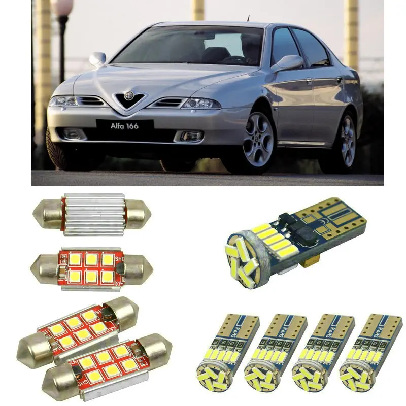 Внутренние светодиодные автомобильные фонари для Alfa Romeo 166 936 седан для чтения купольные лампы для автомобилей Ошибка номерного знака свет 6 шт./лот
