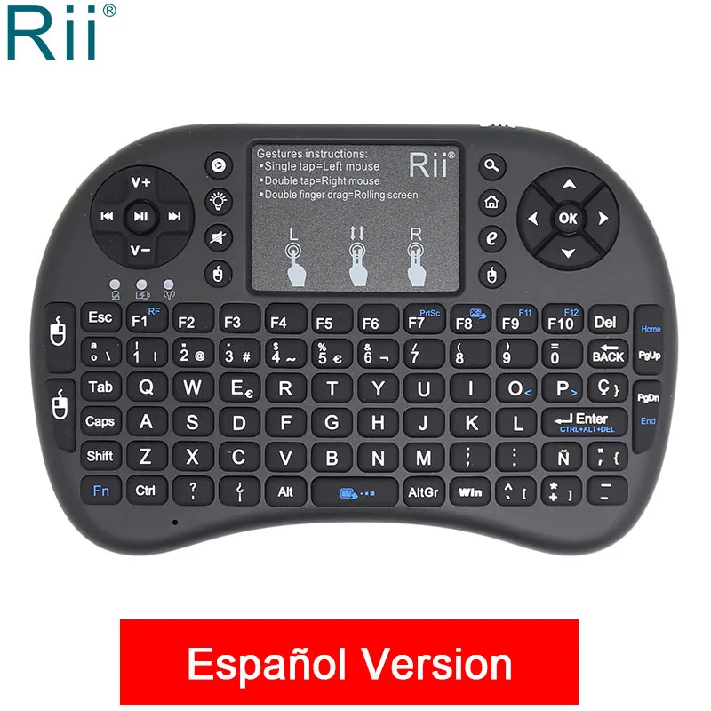 Spanish Rii i8+ Подсветка Espanol испанская клавиатура 2,4 г Мини Беспроводная клавиатура Air mouse тачпад для Android tv Box Мини ПК X96mini H96 - Цвет: Spanish