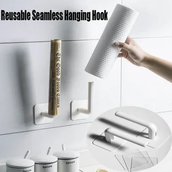 

Hooks Strong Adhesive Hook Kitchen Wall Hanging Creative Bathroom Seamless Rack Hanger Hook Shelves For Kitchen Bathroom Office