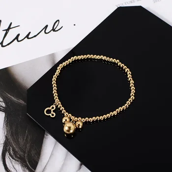 

YUN RUO Fashion Mouse Bead Bracelet Lucky Woman Birthday Gift Rose Gold Plted Stainless Steel Titainum Steel Jewelry Never Fade