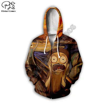 Zip hoodies PLstar Космос забавные Scream Рик и Морти ужас унисекс спортивный костюм 3DPrint толстовки/толстовка/куртка/Для мужчин Для женщин Harajuku S-1 - Цвет: Zip hoodies