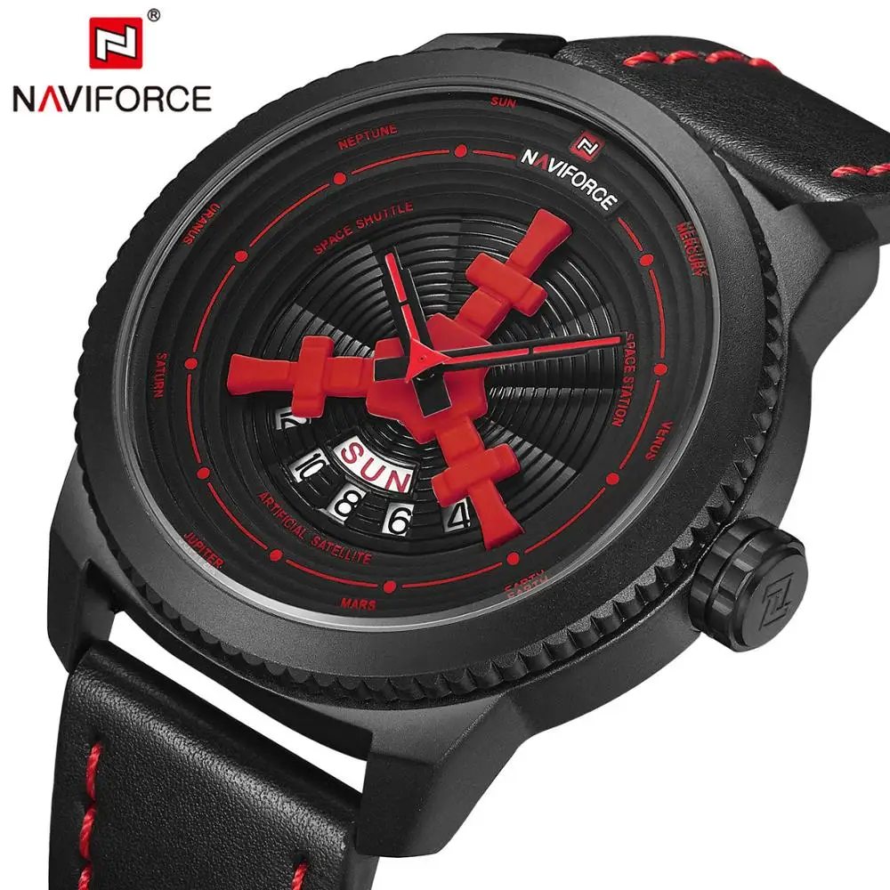 Мужские модные кварцевые часы NAVIFORCE с автоматическим календарем роскошные