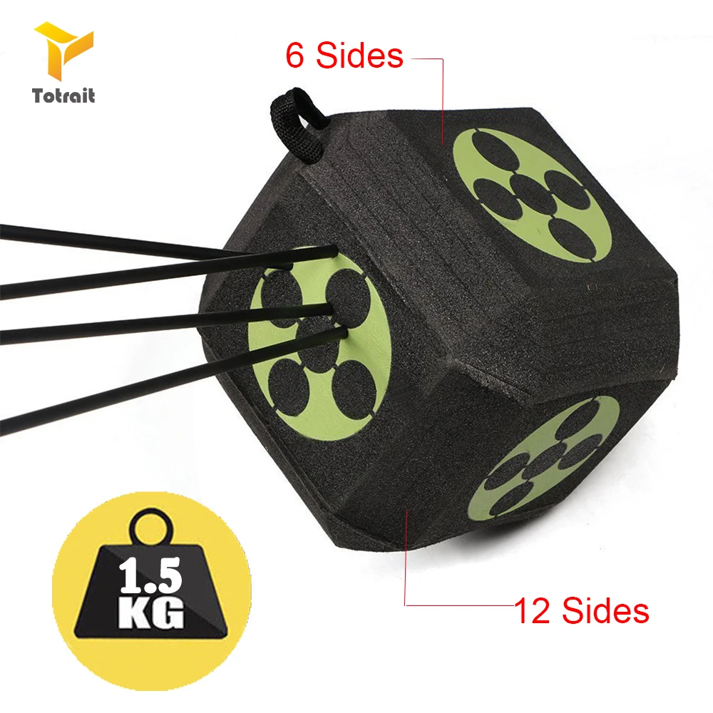 

TOtrait Big 3D Cube Reusable Archery Target Shooting Bow Suit Compound Recurve Hunting Targets For All Arrow Type Large Dice Fun