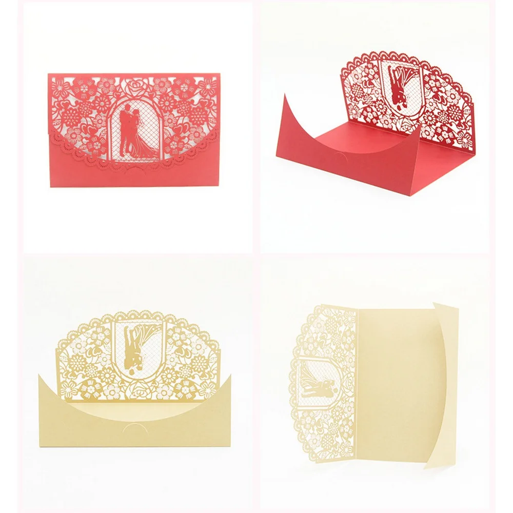  200PCS Hollow Wedding Invitation Wedding Invitation Card Inside Card Sealing Sticker Envelope Bride - 4000563216192