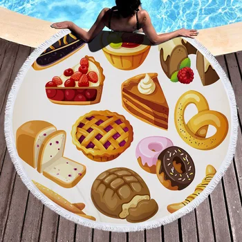 

Summer Cake/Doughnut Pizza Chiffon Beach Towel Tapestry Mat Blanket Decor Beach Daily Life Home Decor Microfiber Beach Towel