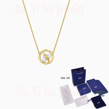 

Fashion SWA New BEE A QUEEN Necklace Delicate Round Bee Decoration Crystal Female Love Expression Elegant Romantic Gift