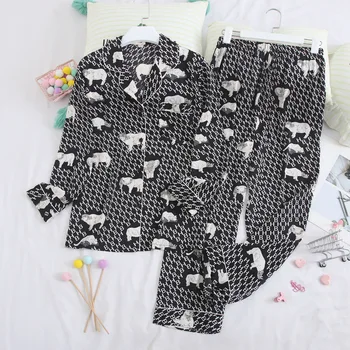 

Fiklyc 2 Pieces Of Artificial Silk Satin Pajamas Set Autumn Women's Home Wear Long Sleeve Women's And Ladies Comfortable Pajamas