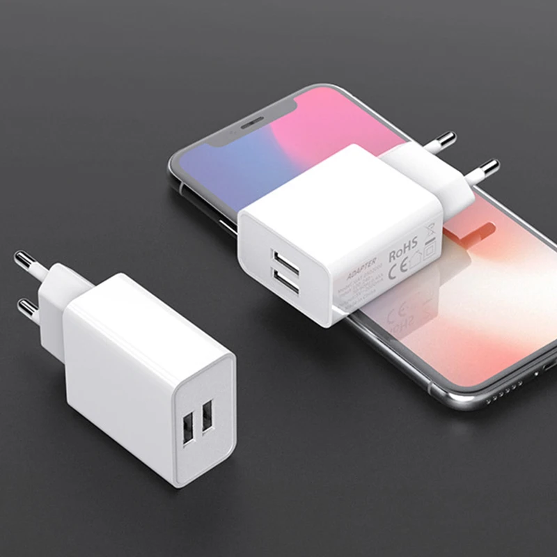 European Standard CE Certified Mobile Phone 5V2A Direct Charger Dual Port Double USB Fast Charging Multi Port Europe Plug power adapter wall charger eu plug adapter eu socket converter power plug adapter plug converter plug adapter