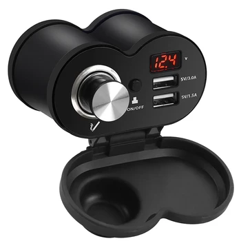 

Waterproof Motorcycle Charger Cigarette Lighter Dual USB Charger With Connector Cable Bracket For Motorcycle LED Dual USB Socket