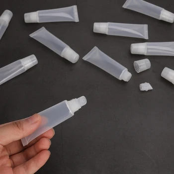 

Lip Gloss Hose Lip Balm Cosmetic Packaging Transparent Empty Tube Beauty Tools Lip Gloss Lip Gloss Oblique Mouth 1Set Drop Ship