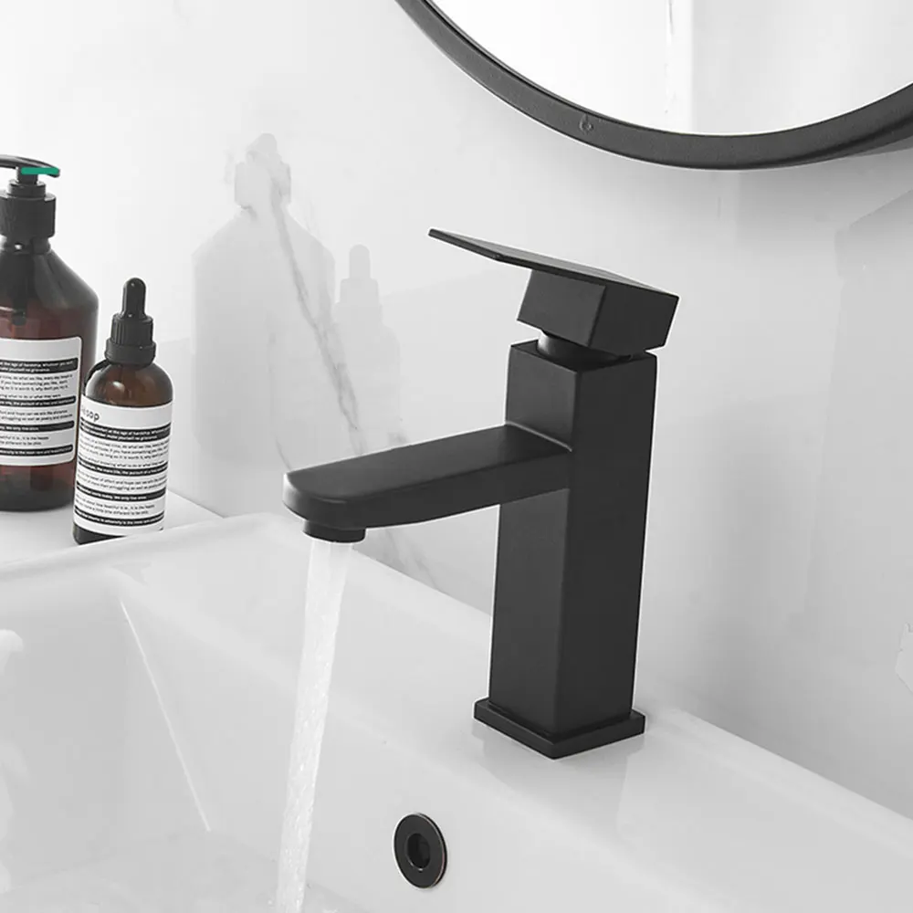 Basin Faucet Bathroom Faucet Single Handle Square Stainless Steel Bathroom Accessories Deck Mounted