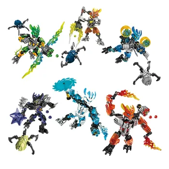 

BIONICLE Series XSZ 706 Jungle Rock Water Earth Ice Fire Protecto Action Building Block Compatible Lepining Toys For Children